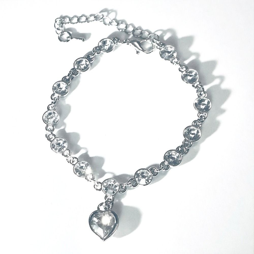 Swarovski Crystal Heart Bracelet Silver Plated Adjustable Bridal Prom New
